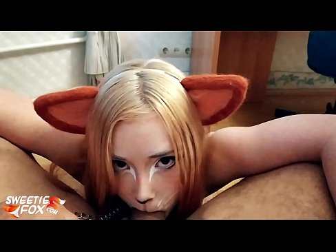 ❤️ Кіцуне ковтає член і кончить в рот ️ Просто порно у нас